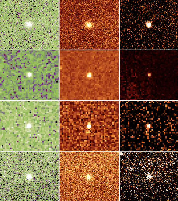 Multi-band images of Neptunian Trojans 2015 VW165, 2014 QO441, 2014 YB92 and 2014 SC374 taken with the Palomar 200-inch, Gemini and Keck telescopes. Image credit: Bryce Bolin.