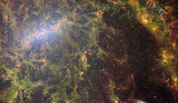 This image of NGC 5068 is a composite from two of Webb’s instruments, MIRI and NIRCam. Image credit: NASA / ESA / CSA / Webb / J. Lee / PHANGS-JWST Team.