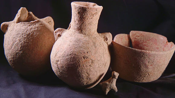 Ancient vessels found at the site of Tell Erani, Israel. Image credit: Emil Aladjem, Israel Antiquities Authority.