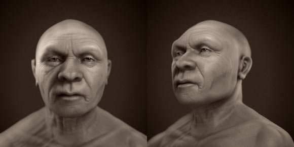 The facial reconstruction of the La Chapelle-aux-Saints Neanderthal in sepia tone. Image credit: Moraes et al.