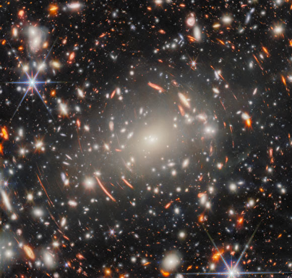 This Webb image shows the massive galaxy cluster Abell S1063. Image credit: NASA / ESA / CSA / Webb / H. Atek & M. Zamani, ESA & Webb / R. Endsley.